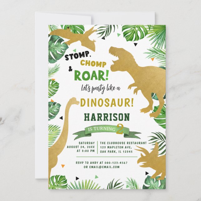 Dino Island Dinosaur Birthday Party Birthday Invitation (Front)