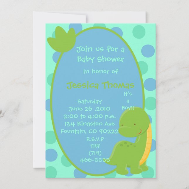 dino, Join us for aBaby Shower, In honor of, Je... Invitation (Front)