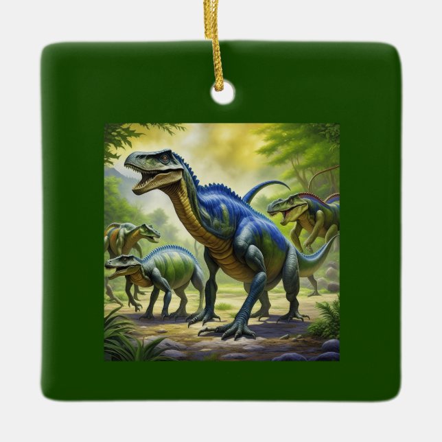 Dino Jungle Adventure Ceramic Ornament (Front)