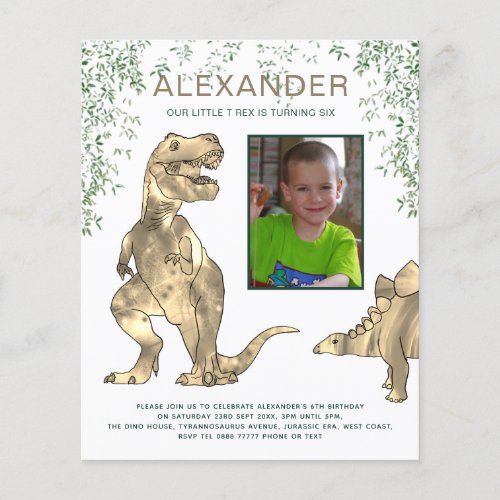 Dino Jungle birthday party photo Invitation Flyer