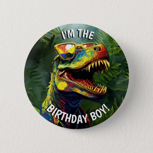 Dino Jurassic Jungle kids BIRTHDAY Boy Button