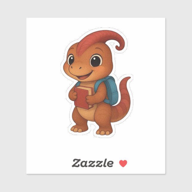 Dino Kammli with backpack & textbook Sticker (Sheet)