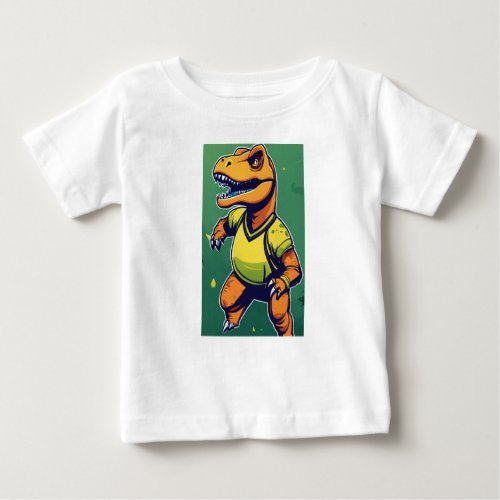 Dino Kicks Playful Football Logo Baby T_Shirt
