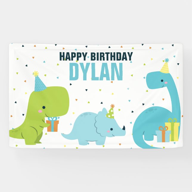 Dino Kids Birthday Party Banner (Horizontal)