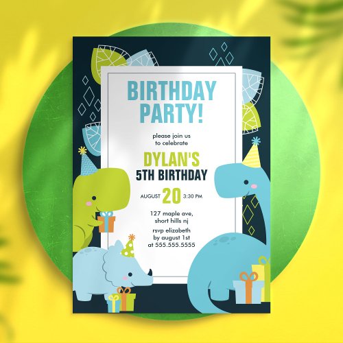 Dino Kids Birthday Party Invitation