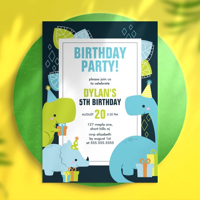 Dino Kids Birthday Party Invitation (Creator Uploaded)