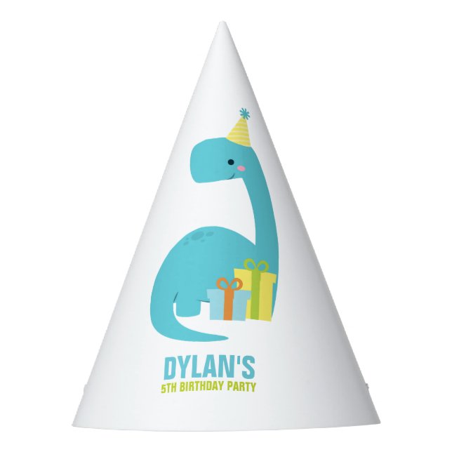 Dino Kids Birthday Party Party Hat (Front)