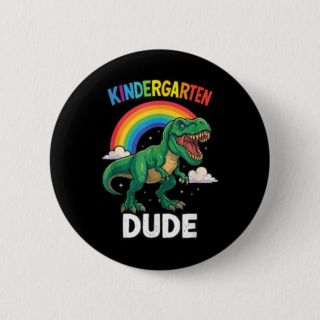Dino Kindergarten Birthday Third Dinosaur Back To  Button (Front)