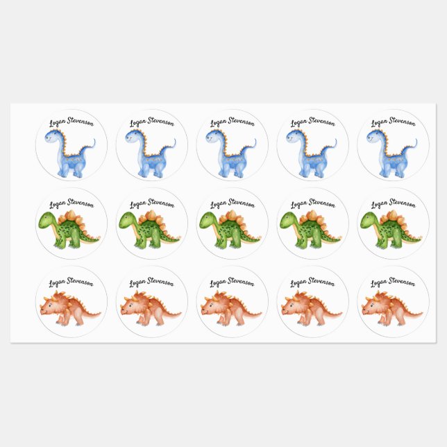 Dino Land Cartoon Kids' Labels (Sheet)