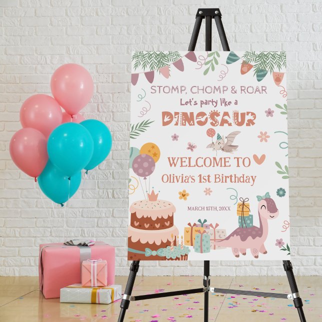 Dino Land Pastel Birthday Welcome Sign (Creator Uploaded)