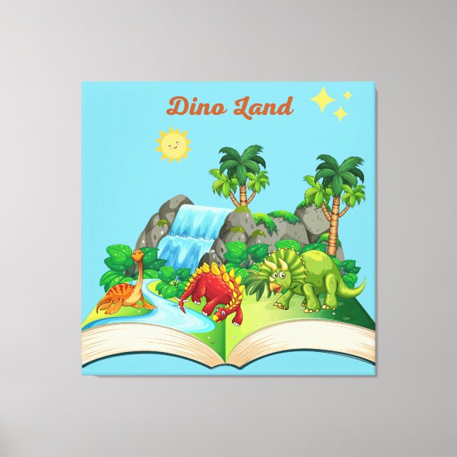 Dino Land reading is fun popup book Canvas Print (Front)