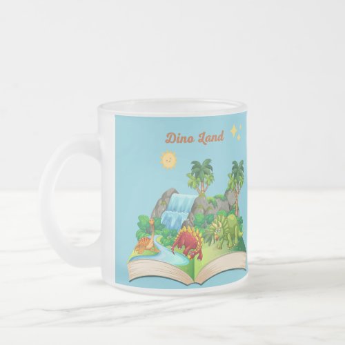 Dino Land reading is fun popup book Frosted Glass Coffee Mug