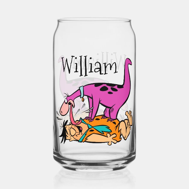 Dino Licking Fred Flintstone Can Glass (Front)