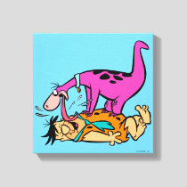 Dino Licking Fred Flintstone Canvas Print