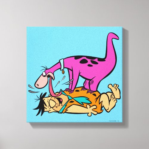 Dino Licking Fred Flintstone Canvas Print