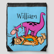 Dino Licking Fred Flintstone Drawstring Bag