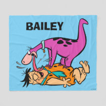 Dino Licking Fred Flintstone Fleece Blanket
