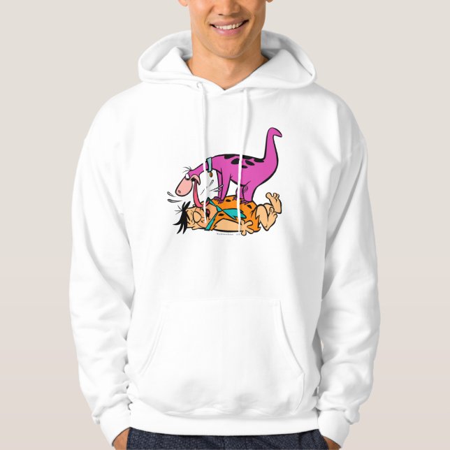 Dino Licking Fred Flintstone Hoodie (Front)