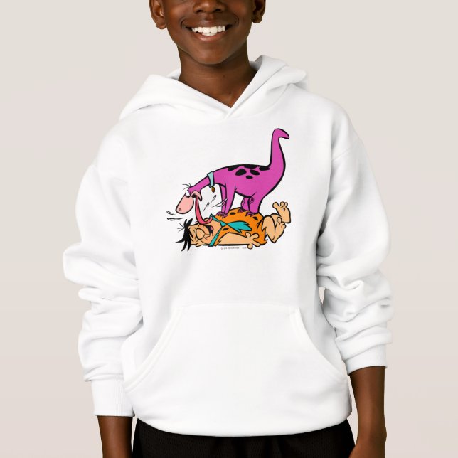 Dino Licking Fred Flintstone Hoodie (Front)