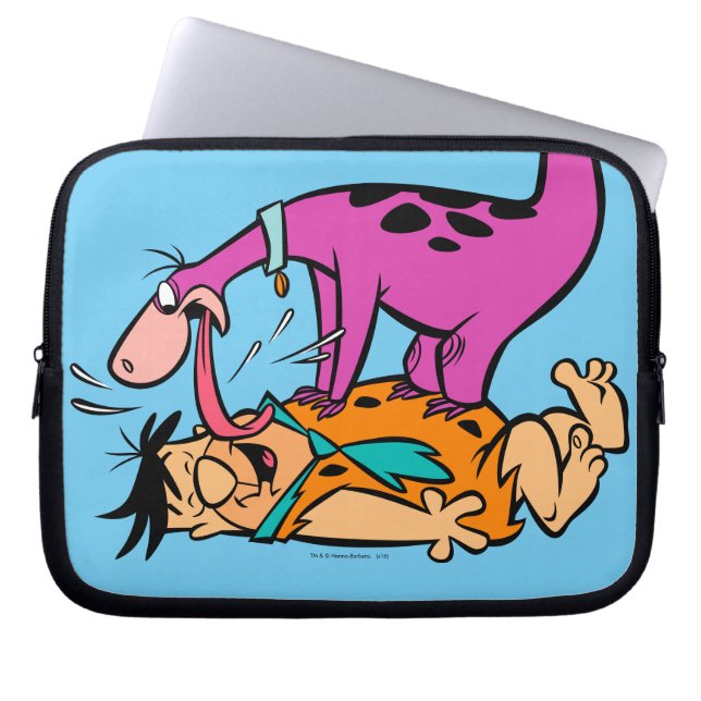 Dino Licking Fred Flintstone Laptop Sleeve (Front)