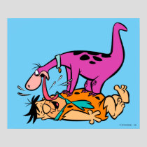 Dino Licking Fred Flintstone Poster