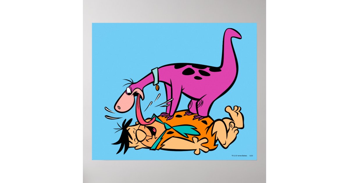 Dino Licking Fred Flintstone Poster | Zazzle
