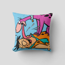 Dino Licking Fred Flintstone Throw Pillow
