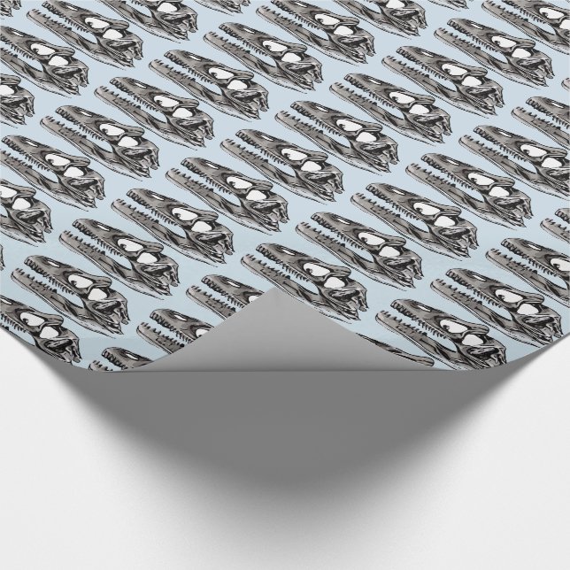DINO - Light Blue Glossy Wrapping Paper, 30" x 6' Paper (Corner)