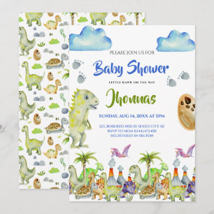 Dino little rawr baby shower invitation
