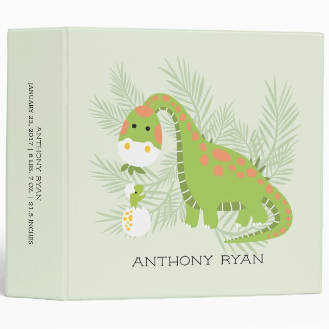 Dino Love Boys Baby Shower Boys Photo Album 3 Ring Binder (Front/Spine)