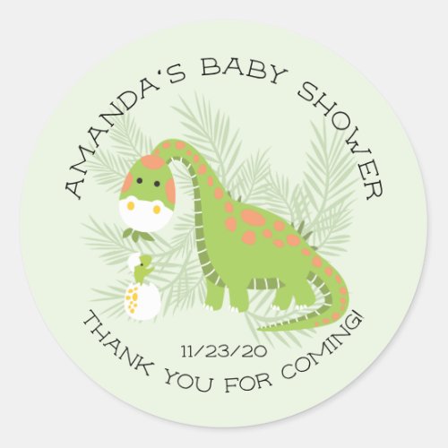 Dino Love Boys Baby Shower Favor Sticker