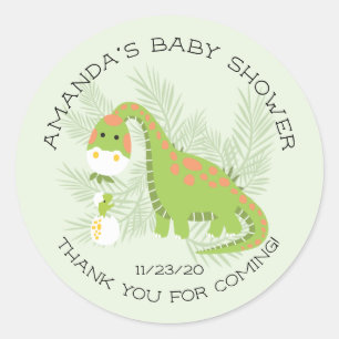 Dino Love Boys Baby Shower Favor Sticker