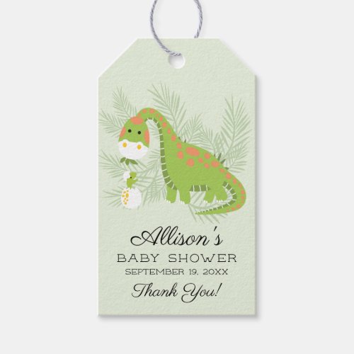 Dino Love Boys Baby Shower Gift Tag
