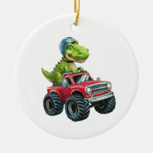Dino Love Ride Ceramic Ornament