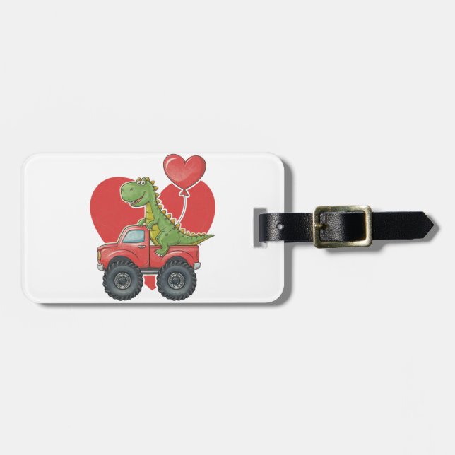 Dino Love Ride Luggage Tag (Front Horizontal)