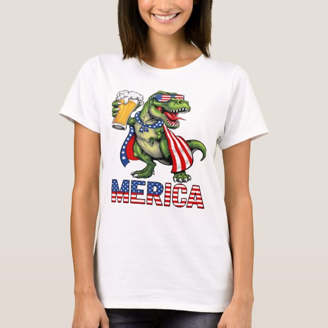 Dino 'Merica Fourth of July Fun T-Shirt (Front)