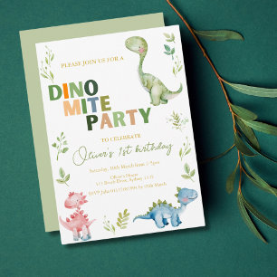 Dino-mite 1st birthday party invitation