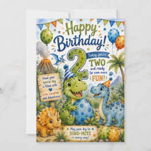 Dino-Mite 2nd Birthday Card