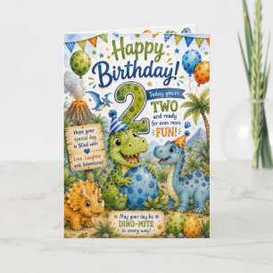 Dino-Mite 2nd Birthday Card
