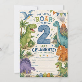 Dino-Mite 2nd Birthday Invitation