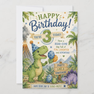Dino-Mite 3rd Birthday Card