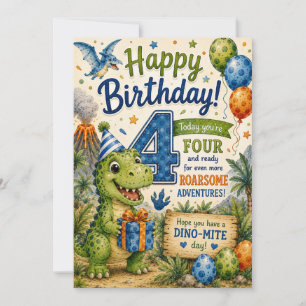 Dino-Mite 4th Birthday Card
