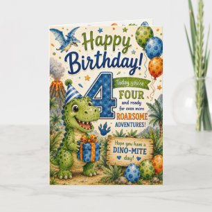 Dino-Mite 4th Birthday Card