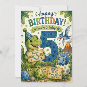 Dino-Mite 5th Birthday Card
