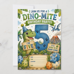 Dino-Mite 5th Birthday Invitation