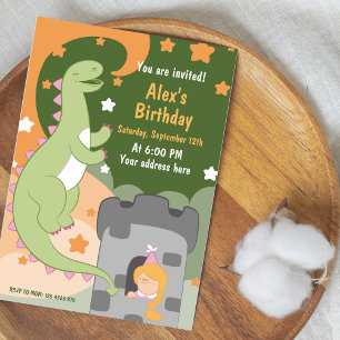 Dino-mite Birthday Bash! Hand-Drawn Dinosaur Invitation