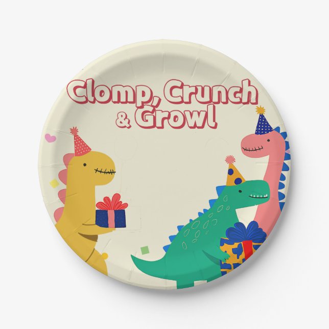 Dino-Mite Birthday Invitation Paper Plates (Front)