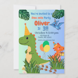 Dino-mite Birthday Party- Dinosaurs Birthday Invitation