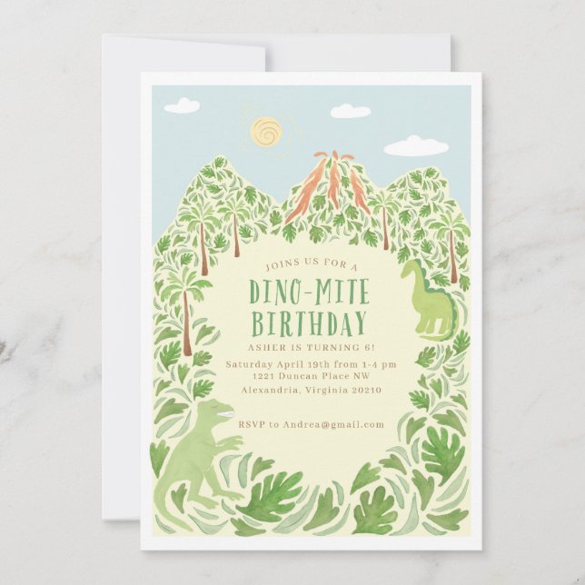 Dino-mite Birthday Party Invitation (Front)