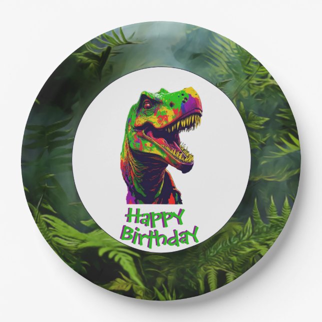 Dino-Mite Birthday Party Paper Plates (Front)